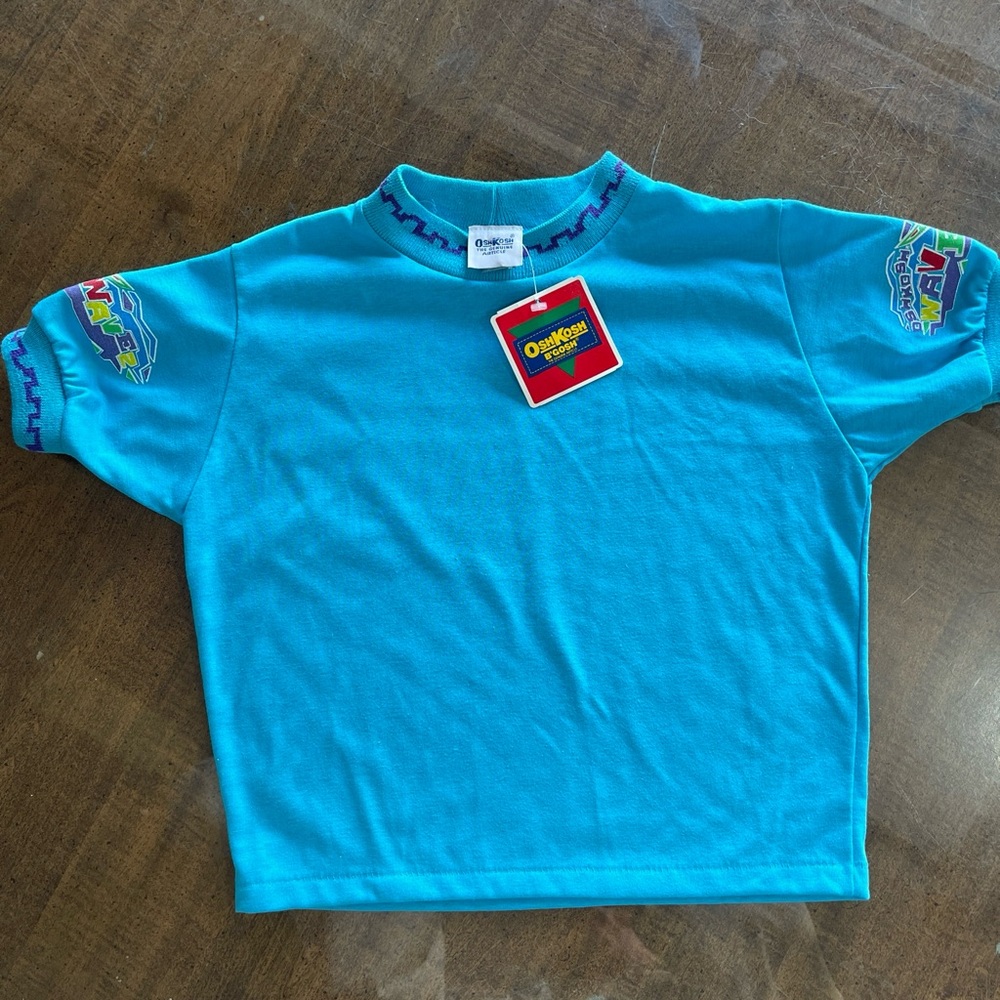 vintage NWT kids size 7 oshkosh B’gosh Shirt Beach Waver 90s Color Wave
